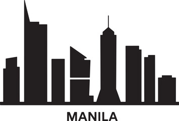 Obraz premium Detailed Manila City Skyline Silhouette Vector Art with Iconic Buildings and Urban Design
