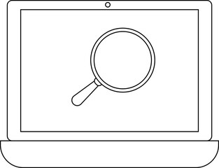 laptop icon and magnifying glass icon with white background