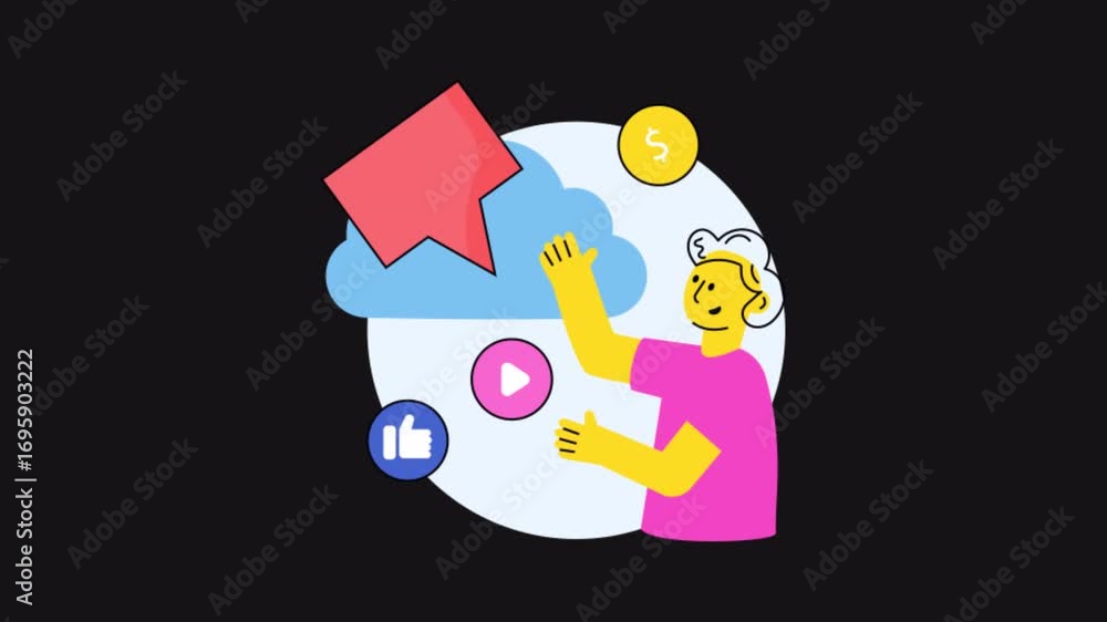 Poster cloud ads 2d motion graphics animation alpha channel