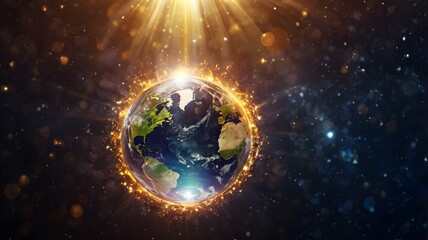 Obraz premium Planet Earth in space with glowing light effects