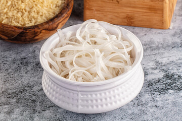 Boiled asian rice pho noodles