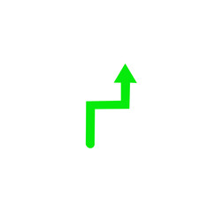 green zig zag arrow icon on white background