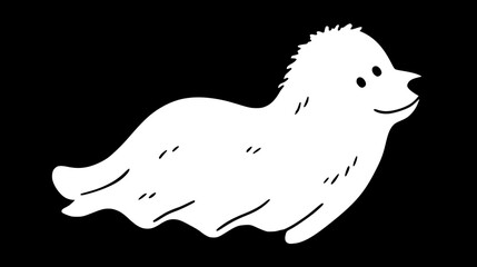 Set of cute, minimalist dog illustrations in various poses.