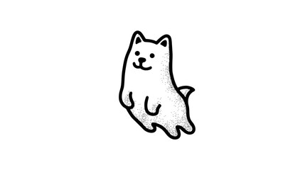 Set of cute, minimalist dog illustrations in various poses.