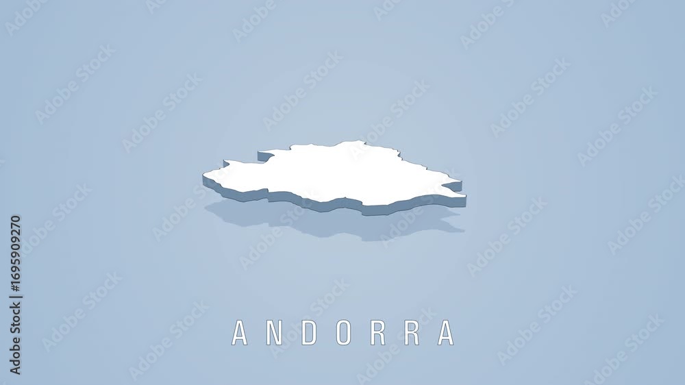 Poster rotating andorra map animation on solid background