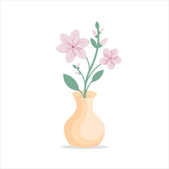 Oleander Decorative Flower on a Pot Colored Flat Illustration
