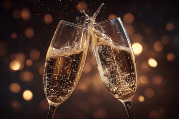 Sparkling wine glasses cheers
