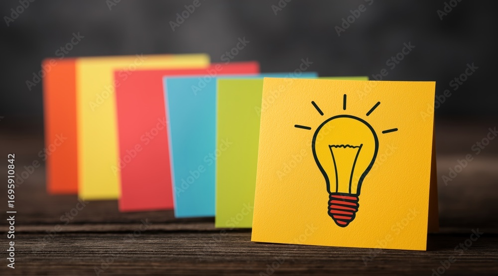 Poster creative insight: a collection of vibrant sticky notes showcases a bright idea through the image of 