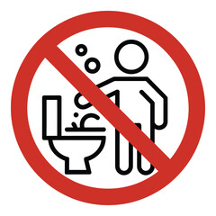 No Urination Sign &ndash; Prohibited Toilet Use Warning Symbol

