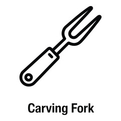 Carving Fork Vector Icon – Kitchen Utensil, Cooking, Meat Cutting Tool Symbol