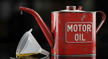 Motor Oil Can and Funnel