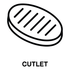 Cutlet Vector Icon – Food, Meat, Grill, Culinary Dish Symbol