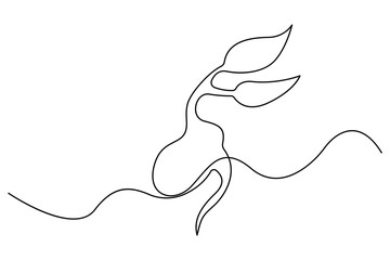 Plant growing continuous one line art drawing sprout and tree outline minimal vector illustration
