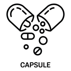 Capsule Vector Icon – Medicine, Pill, Healthcare, Pharmaceutical Symbol