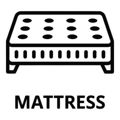 Mattress Vector Icon – Bed, Sleep, Comfort, Bedroom Furniture Symbol
