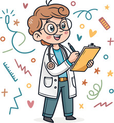Cartoon Cartoonist Doctor Medical Illustration Vector Art