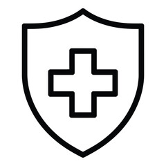 Medical Shield with Cross Vector Icon – Healthcare, Protection, Safety Symbol