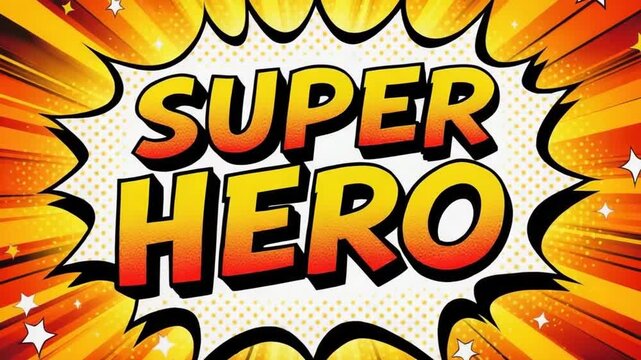 Dynamic comic book style 'SUPER HERO' explosion bursts with vibrant energy, perfect for exciting promotions and powerful action sequences