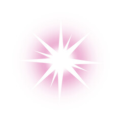Pink starburst glowing light effect on a transparent background