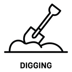 Digging Line Icon - Shovel in Soil Symbol