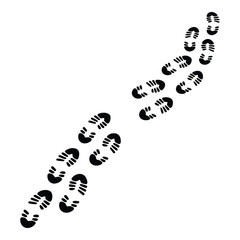 Footprints trail following a path on white background vector illustration art design image silhouette