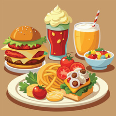 Food vector, Food  design, Food  concept, Food  post, Food  cartoon, Food  icon, Food  template, Food  art, Food  topics, Food doodle