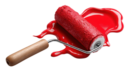 red paint roller isolated