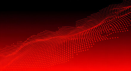Abstract red dotted wave pattern on dark gradient background modern digital art design element