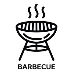 Simple barbecue grill illustration for outdoor cooking and summer grilling party with smoke effect silhouette