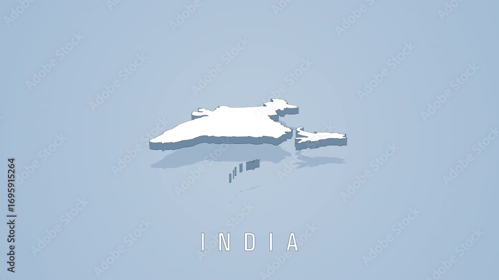 Poster rotating 3d map of india on solid background