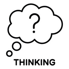Thinking cloud with question mark representing ideas and problem solving or brainstorming concept design silhouette