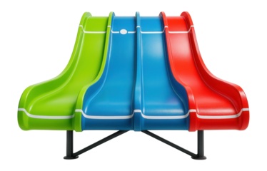 Giant multi-lane water slide with bright colors for water parks