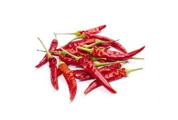 dried red hot chili pepper isolated on white background
