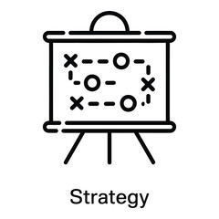 Strategy board showing x and o symbols for planning and tactics in business and games concept design silhouette