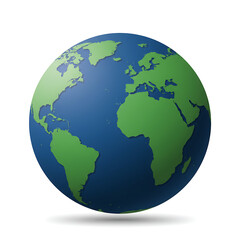 Fototapeta premium Detailed World Globe in Blue and Green