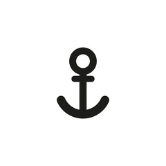 The anchor icon. The black silhouette of the anchor. An anchor is a device for holding a vessel in place. Vector illustration isolated on a white background for design and web.