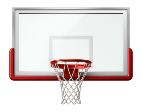 Regulation-size basketball hoop with a tempered glass backboard for gymnasiums
