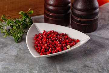 Dry pink pepper corn spice