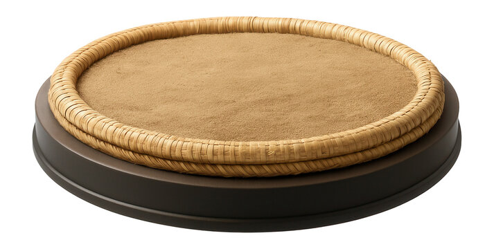 Circular sumo ring with straw boundary and sand base for traditional tournaments - Powered by Adobe