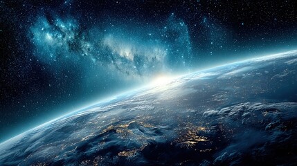 Fototapeta premium Earth From Space At Sunrise