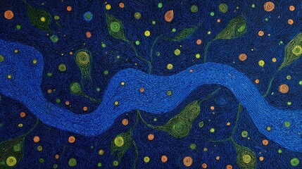 Abstract Pixel Art With Blue Tones