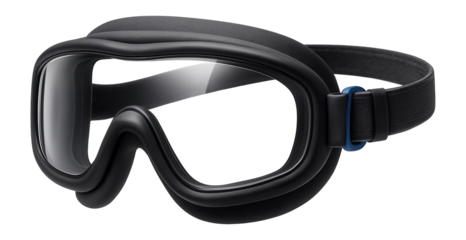 Skydiving goggles with clear lenses and soft, flexible frame