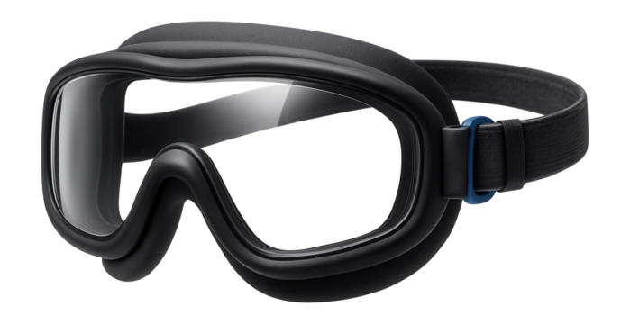 Skydiving goggles with clear lenses and soft, flexible frame