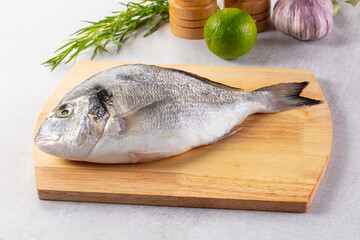 Raw fresh uncooked dorada fish