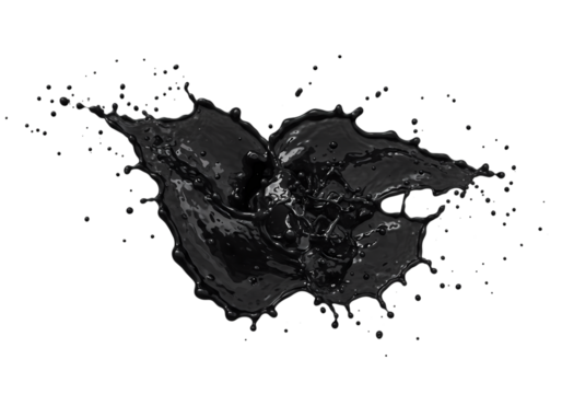Black Ink Splash: Abstract Design Element isolated on transparent background