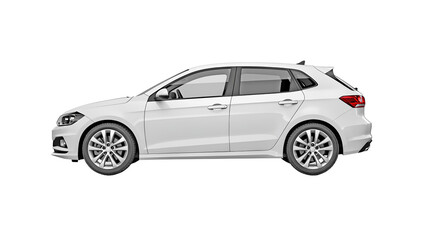 Naklejka premium side view of white hatchback car isolated on transparent background