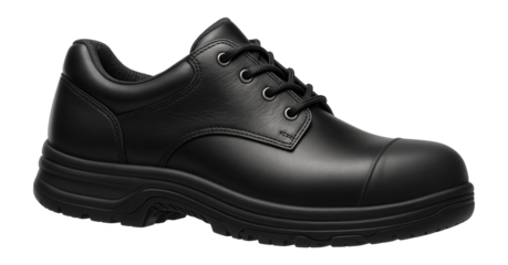 Black anti-static lace-up work shoes with composite toe and slip-resistant outsole