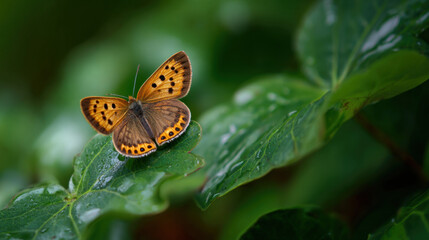 Obraz premium Schmetterling auf einem Blatt