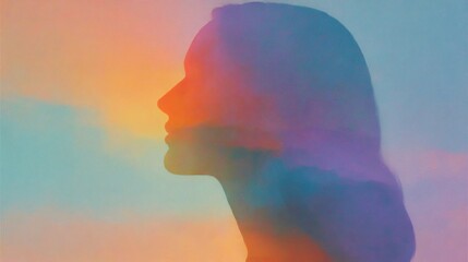 High demand home aesthetic concept for Dreamy Portrait of a Woman in Colorful Haze in natural light interior design style with realistic home decor and warm atmosphere