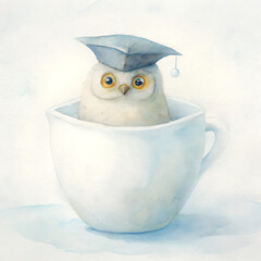 owl in a glass cup